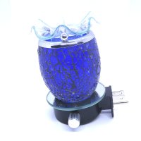 Cracked Glass Royal Blue Design Plugin Aroma Warmer Night Light (image for) Cracked Glass Royal Blue Design Plugin Aroma Warmer Night Light